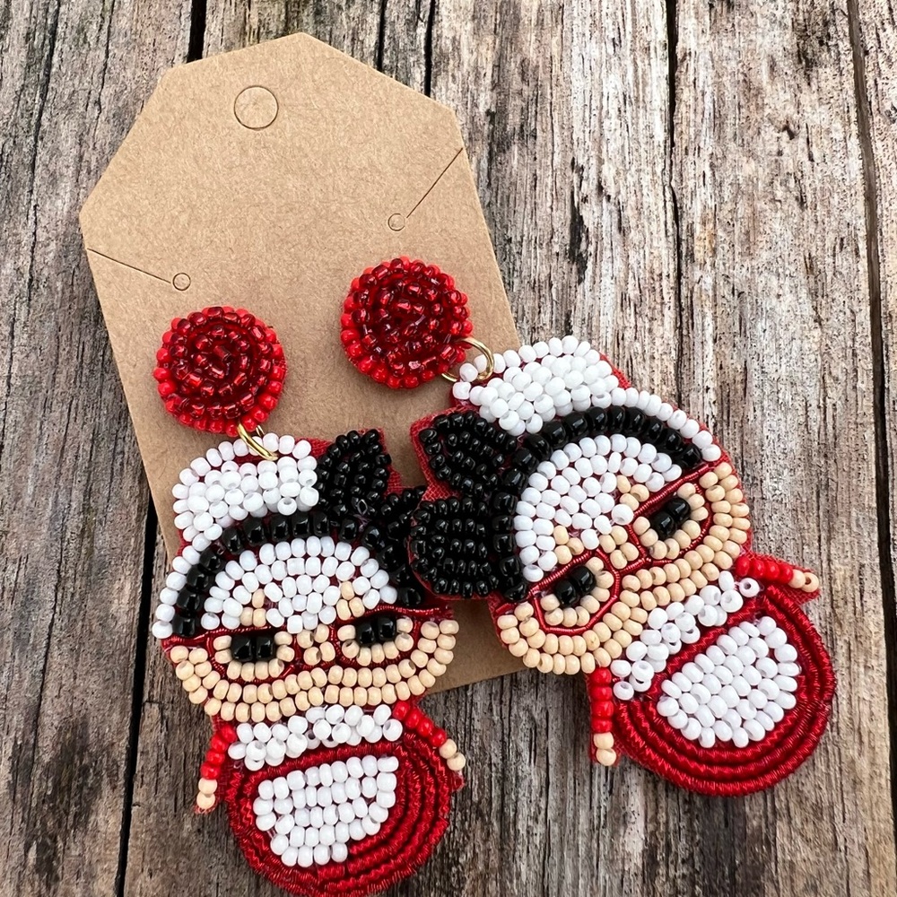 Mrs Claus beaded earrings